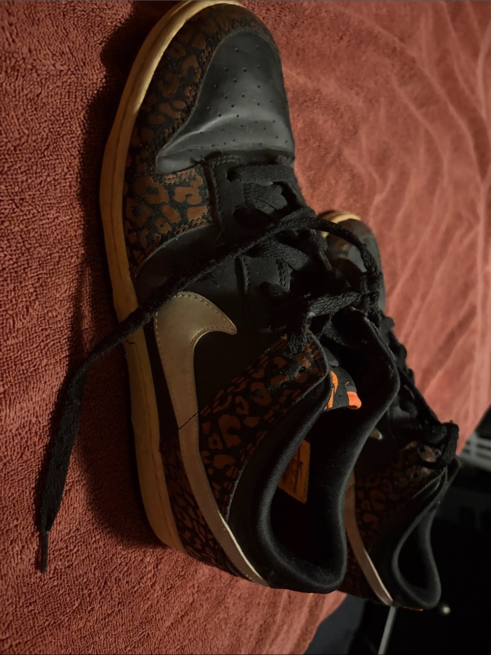 Nike Black and Brown Leopard-Print High-Top Sneakers